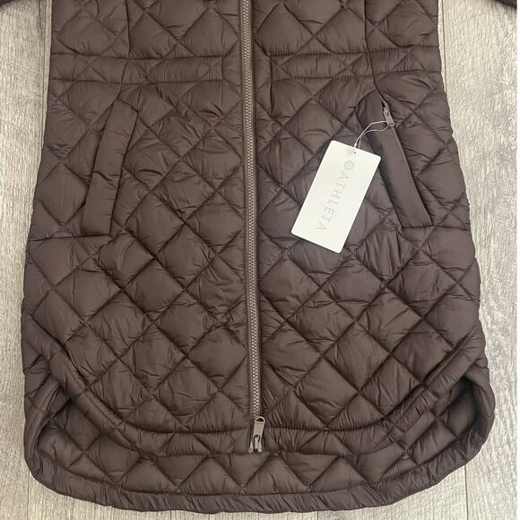 Athleta Whisper Featherless Parka Brown Quilted Hooded Puffer - Picture 6 of 10